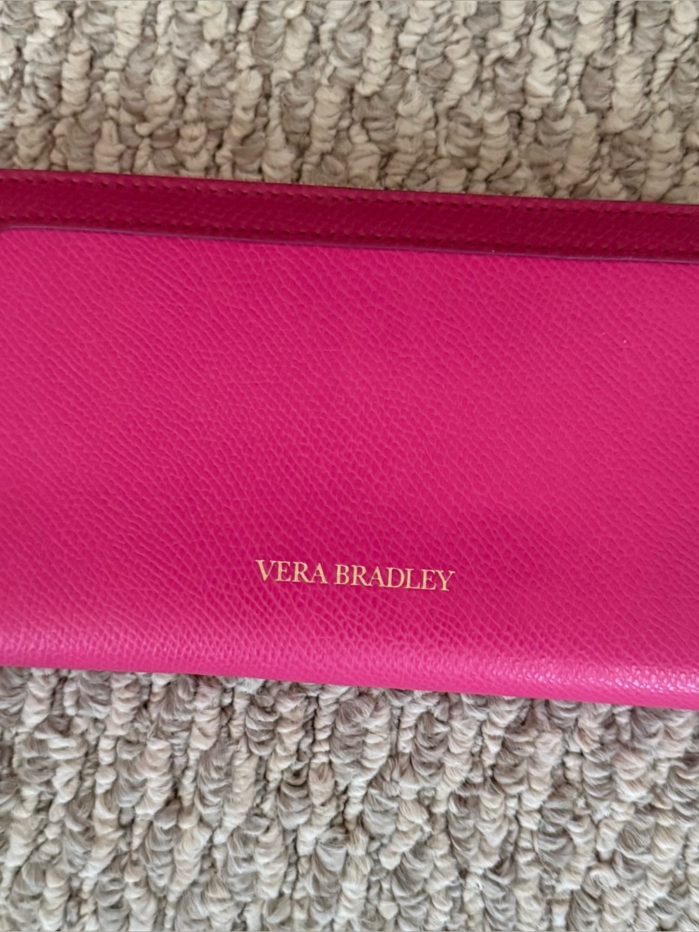 Vera Bradley Hot Pink Leather Zip Wallet with Gold Logo